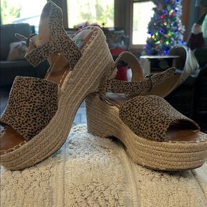 Leopard Print Espadrille Wedge Sandals